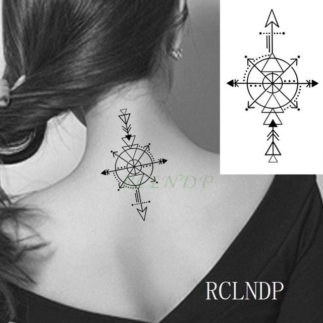 Elegant Black Waterproof Temporary Tattoo Stickers Moon Hill Modern Body Art Stickers Hand Foot High Quality For Womens