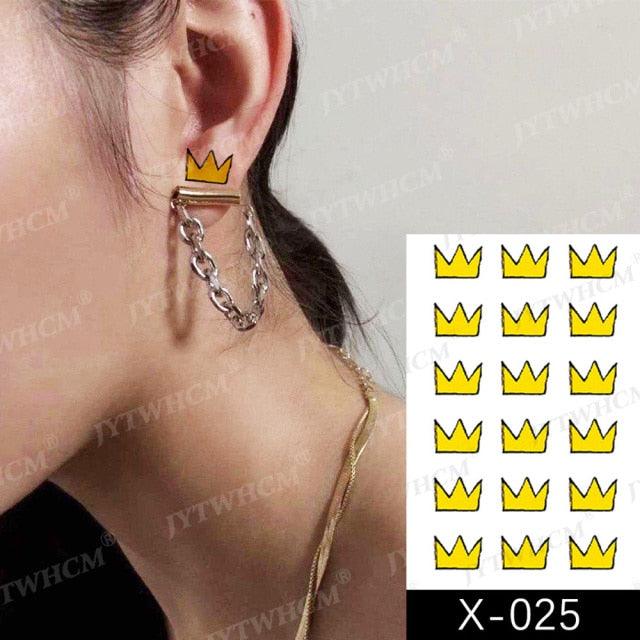 Elegant Small Waterproof Temporary Tattoo Sticker Makeup Flame Finger Black Square Rose Flower High Quality Design For Womens