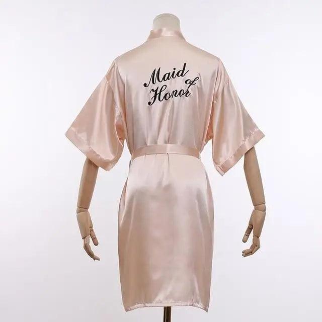 Elegant Wedding Bride Robe Lightweight Short Silk Sleepwear Women Indoor Bathrobes