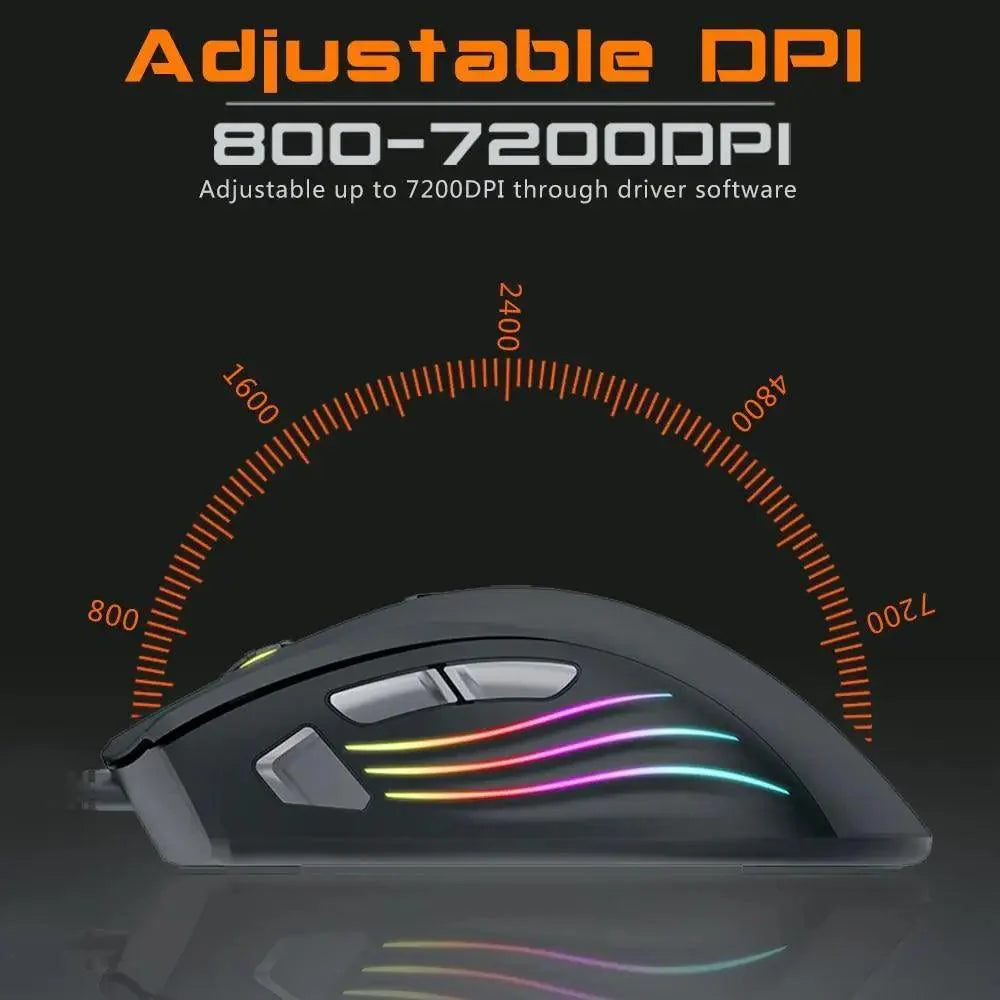 Ergonomic Design Wired RGB Professional Gaming Mouse Optical Gamer Mice Adjustable DPI Mouse With Backlight For Computer