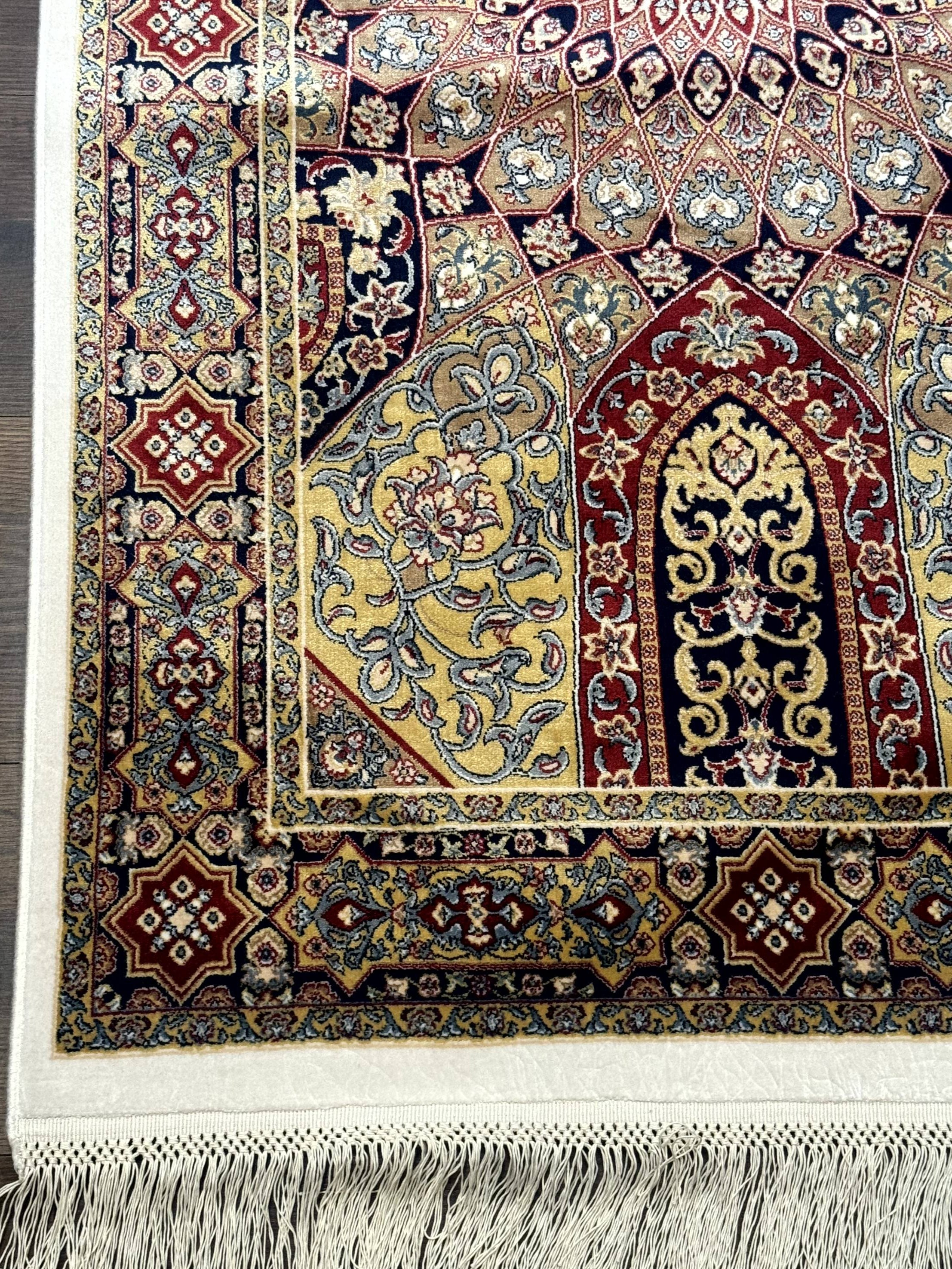 Turkish Silk Runner Rug 2.6 x 10, Dome Design, Hereke Runner, Bamboo Silk, New