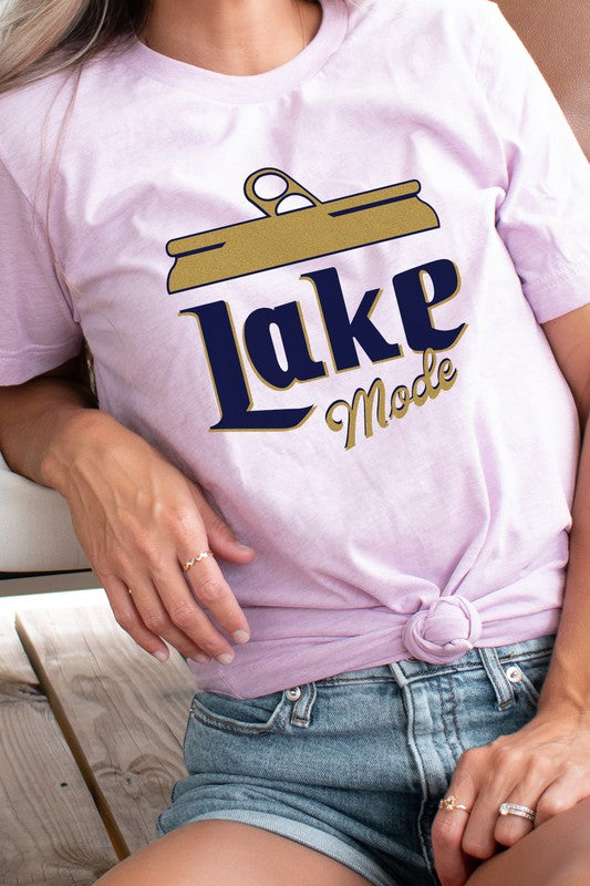 Lake Mode Beer Can Summer Vacation Graphic Tee T-Shirt