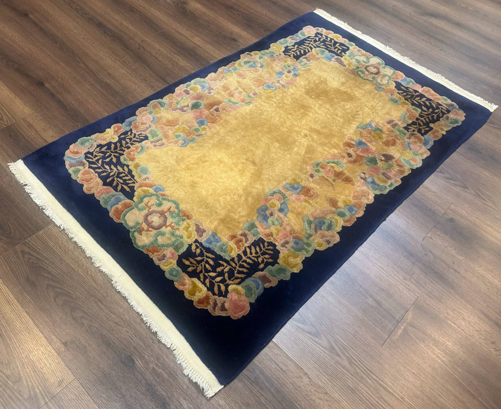 Chinese Wool Rug 3x5, Vintage Carpet, Handmade