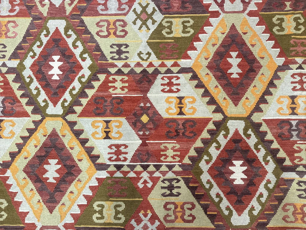 Turkish Kilim Rug 8x10, Geometric Design, Large Kilim Carpet