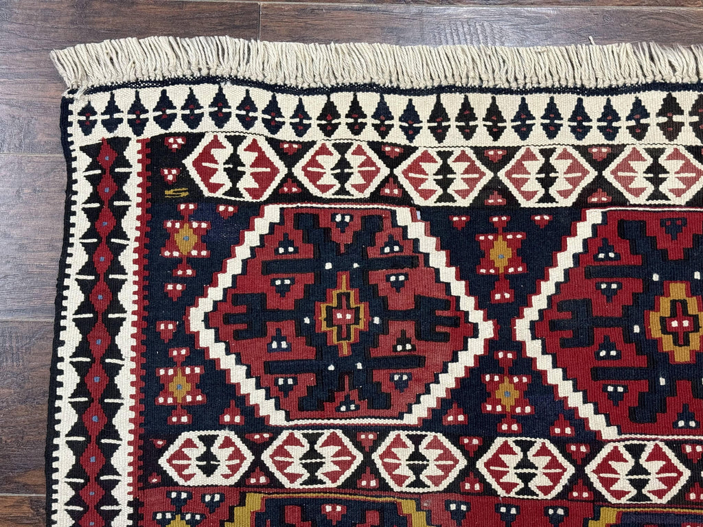 Caucasian Kilim Rug 5x7, Vintage Russian Flatweave Kilim Carpet, Tribal Bohemian Kilim Rug