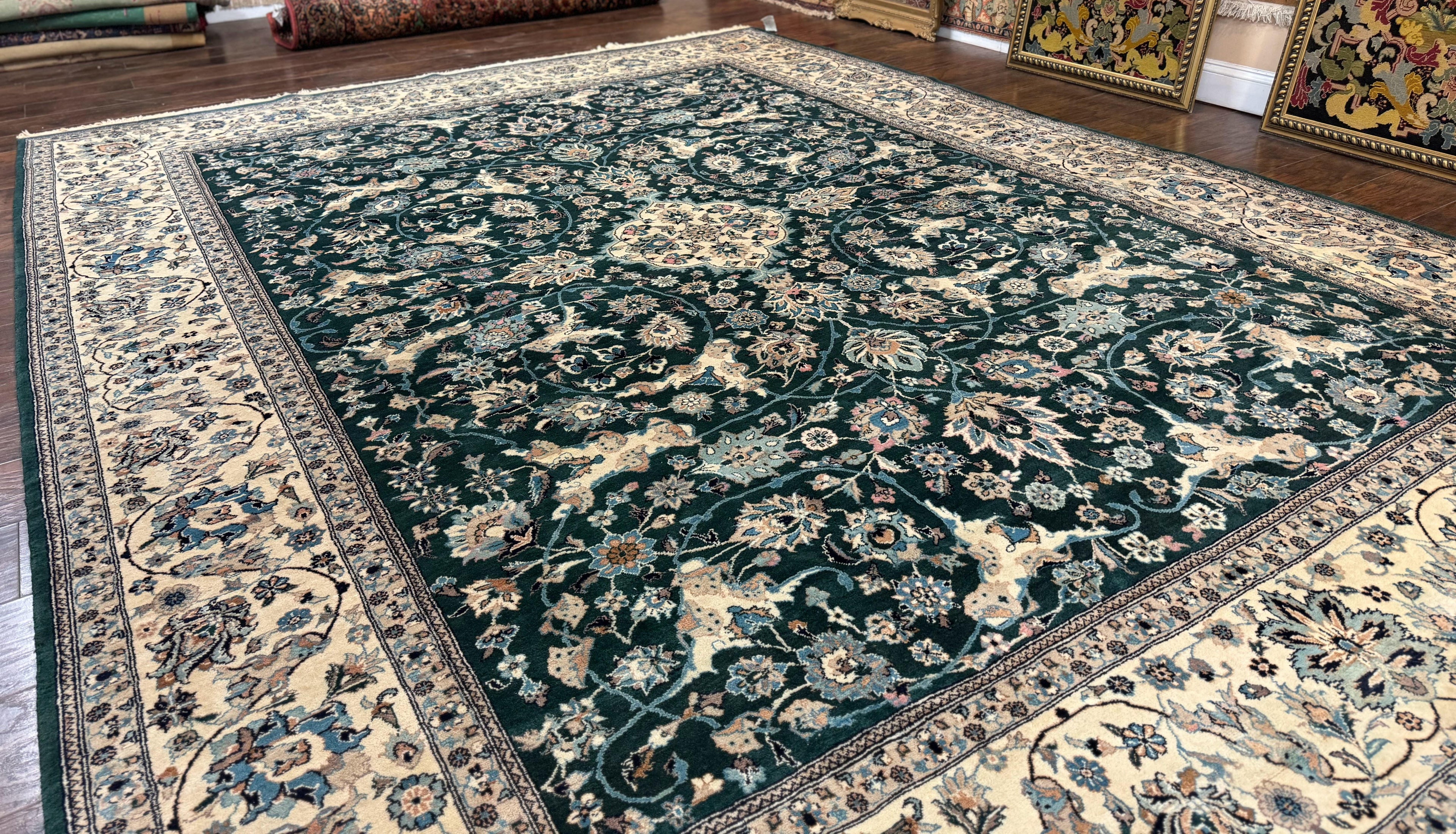 Pak Persian Rug 9x12, Dark Green, Floral Allover