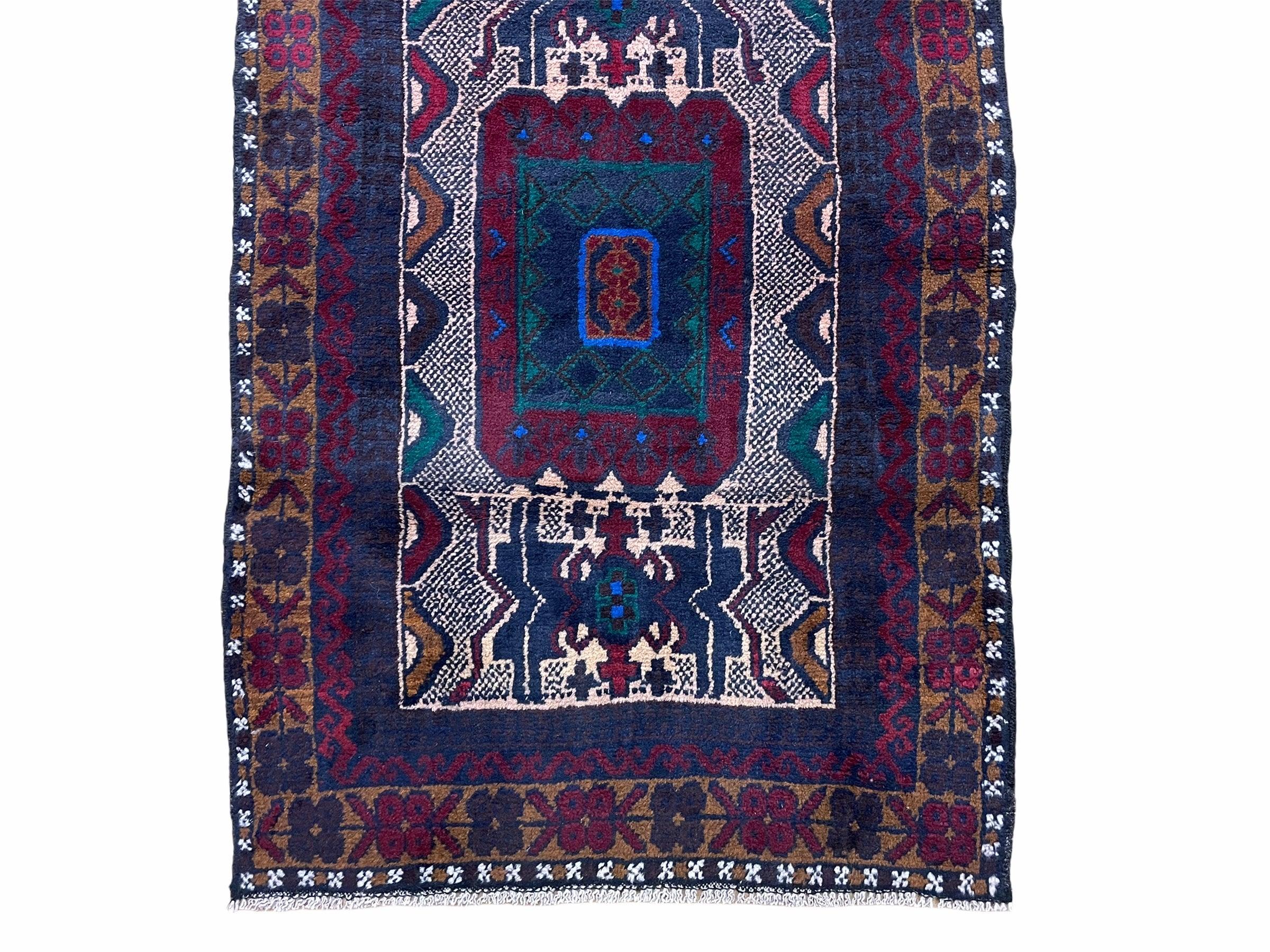 3 X 5 Vintage Handmade Tribal Wool Rug Balouchi Rug Afghan Rug Red Beige Nice