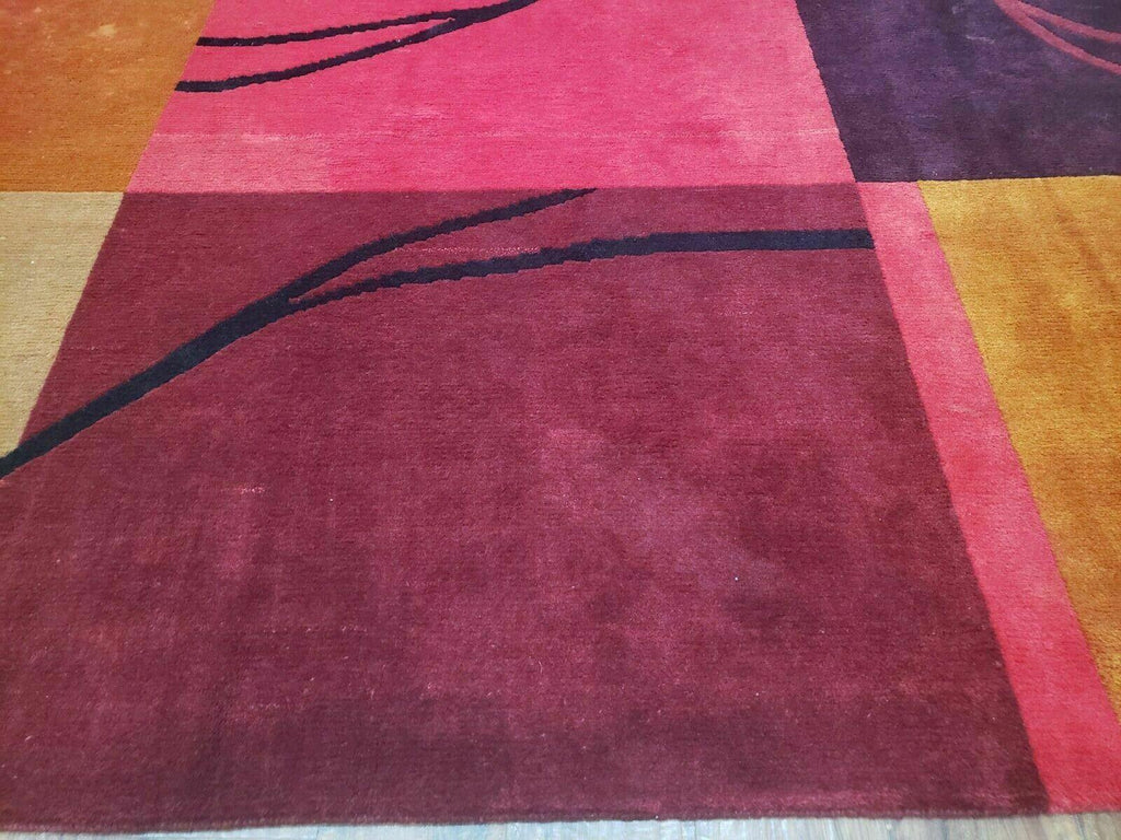8' X 10' Tibetan Nepal Art Deco Hand Knotted Wool Rug Modern Contemporary Nice