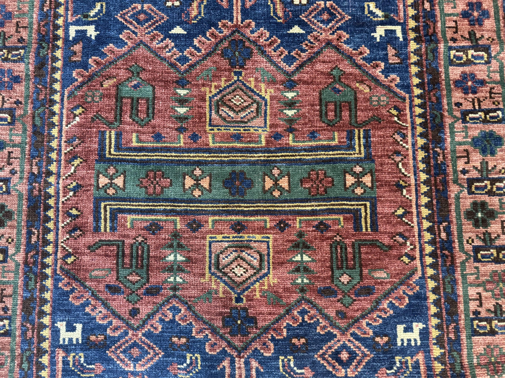 Persian Tribal Heriz Design Rug 6x9, Pottery Barn Rug, Hand Knotted Wool Vintage Rug