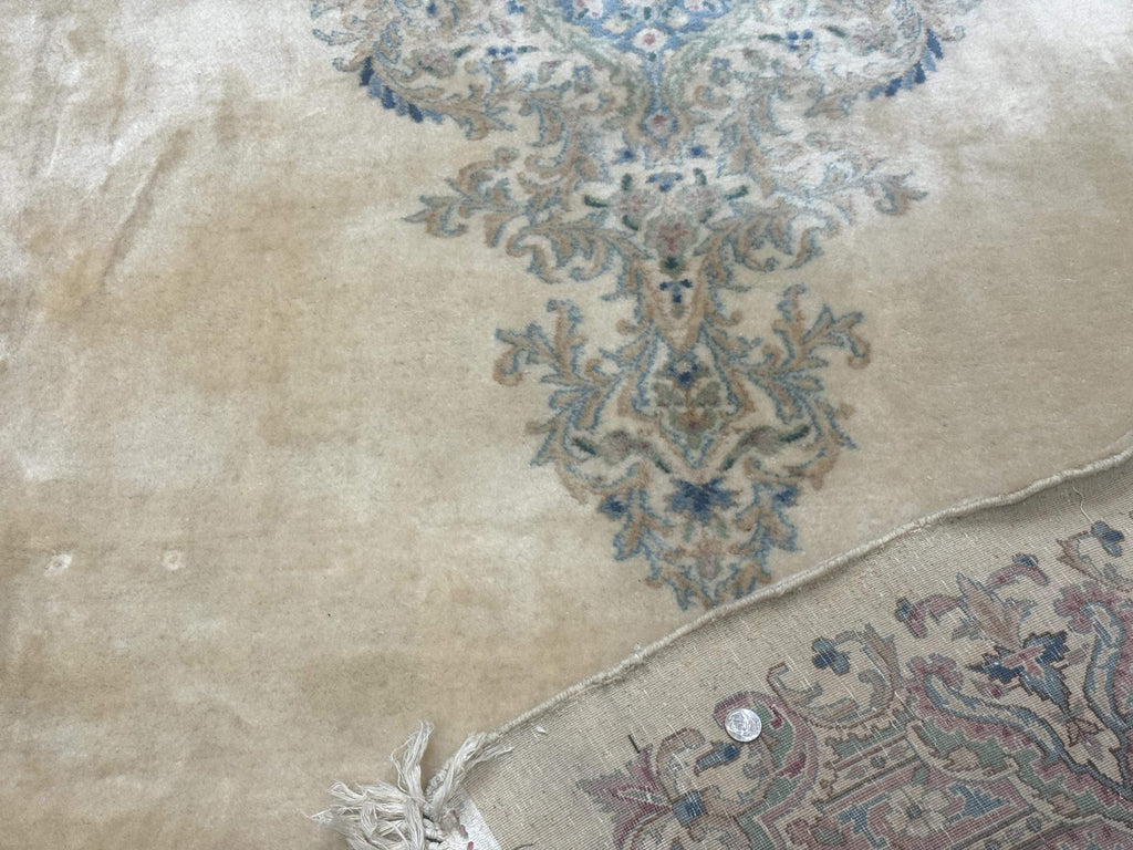 Palace Size Persian Kerman Rug 12x18, Floral Semi Open Field, Signed, Fine 240 KPSI