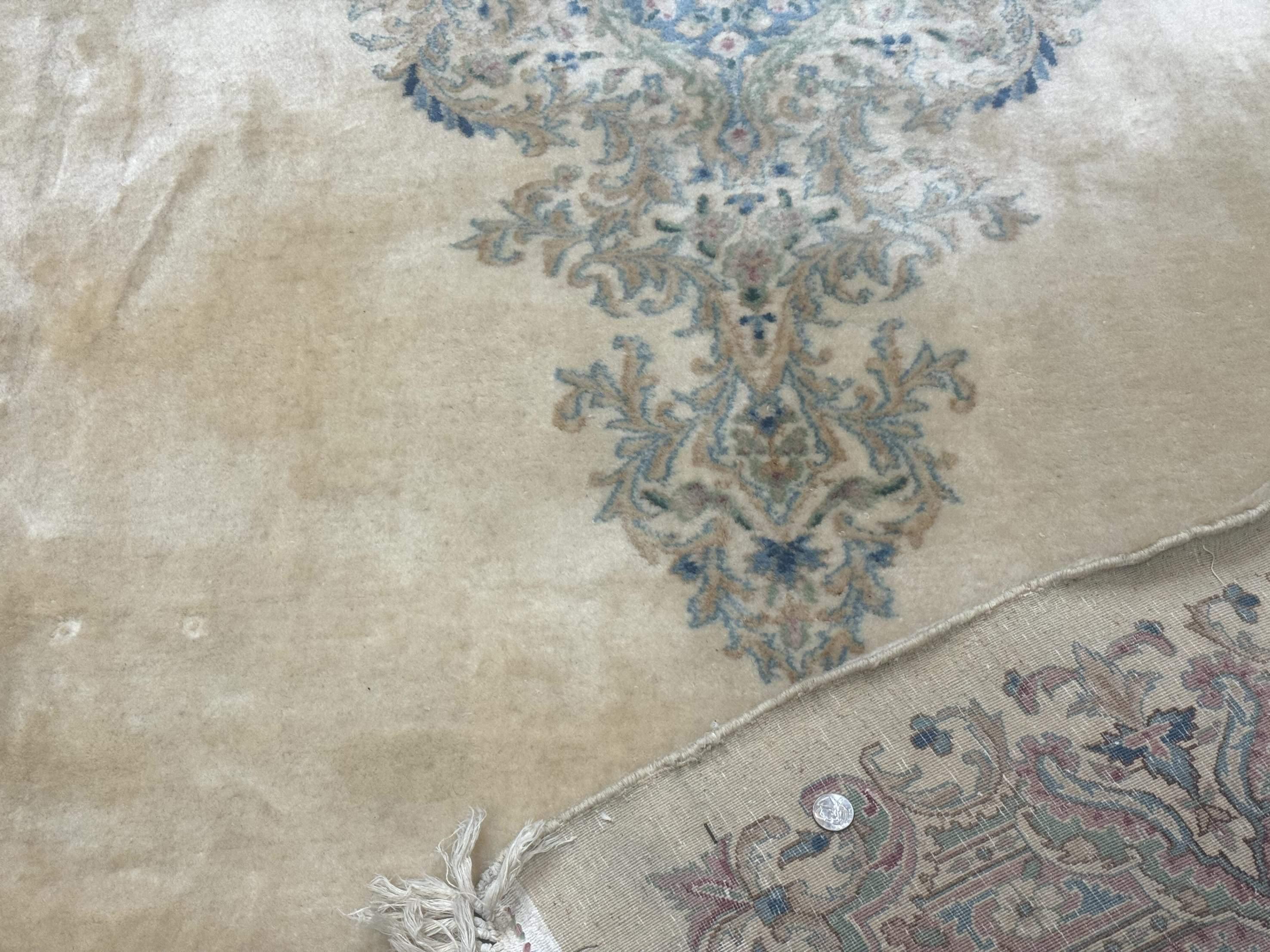 Palace Size Persian Kerman Rug 12x18, Floral Semi Open Field, Signed, Fine 240 KPSI