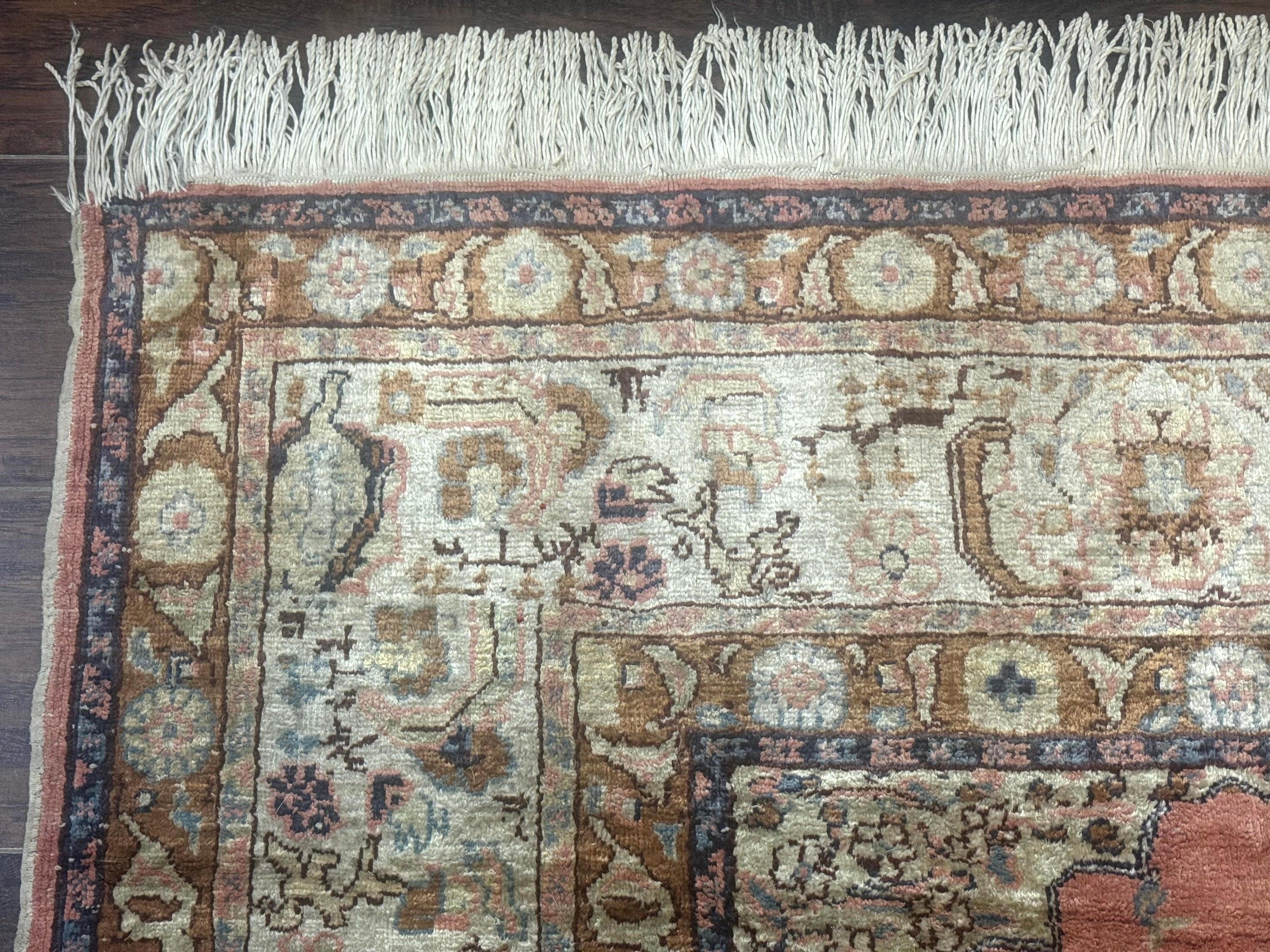 Silk Turkish Kayseri Rug 4x6, Haji Jalili Design, Vintage Rug