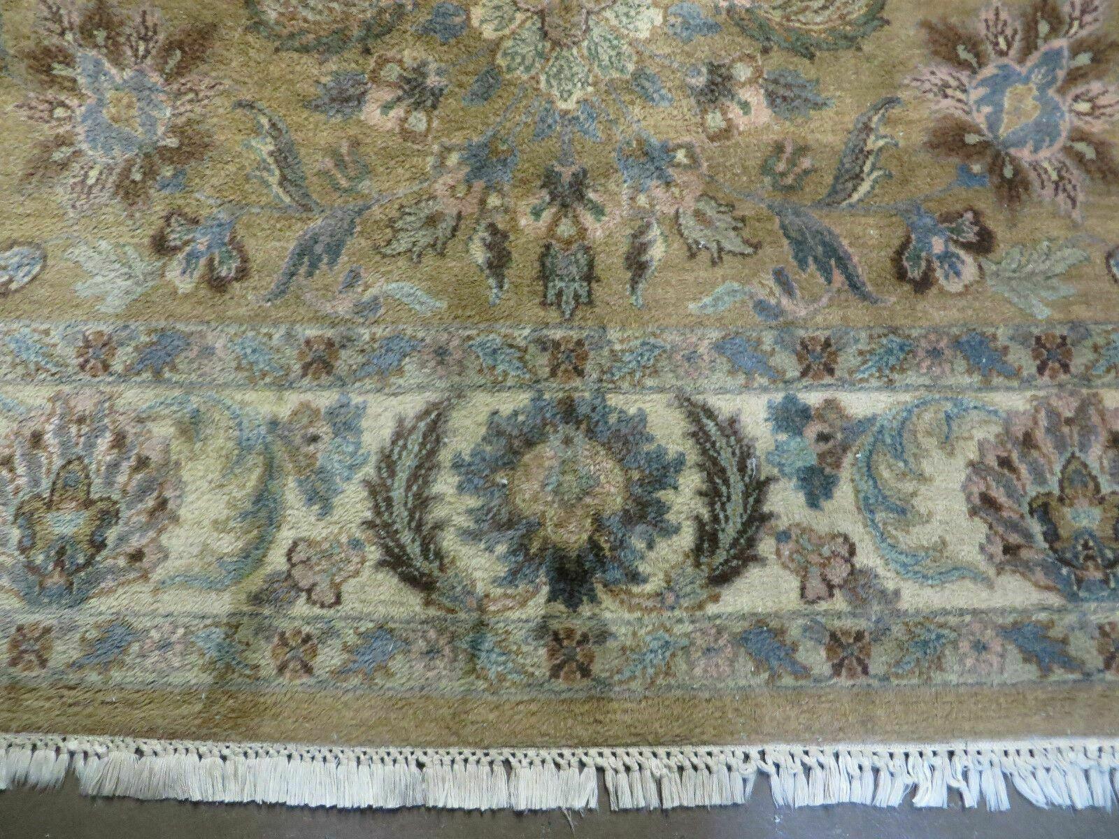 5' 6" X 9' Vintage Handmade Jaipur Indian Floral Oriental Wool Rug Veg Dyes