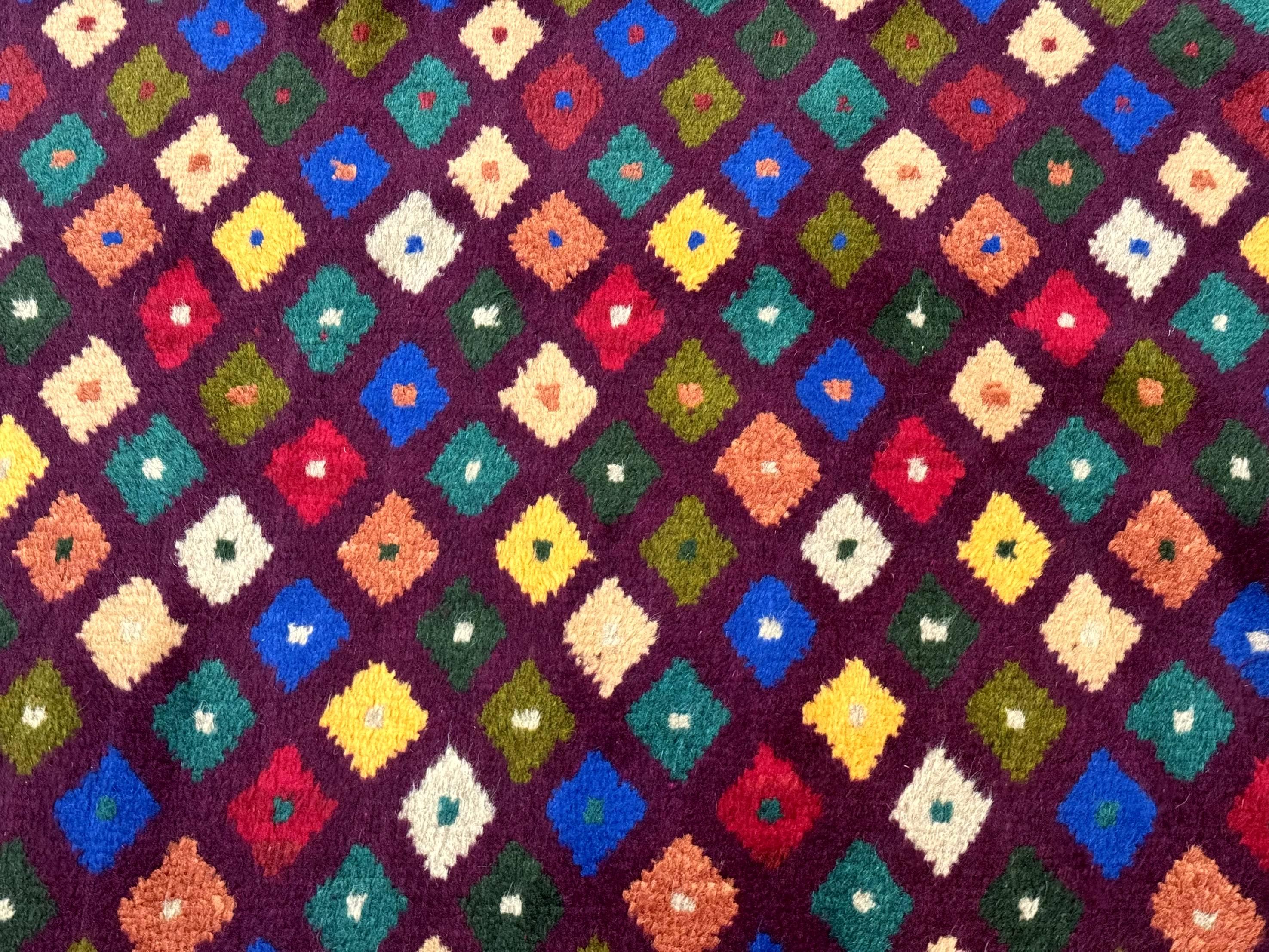 Balouch Rug 3x5, Afghan Rug, Purple-Maroon, Multicolor, Tribal Rug