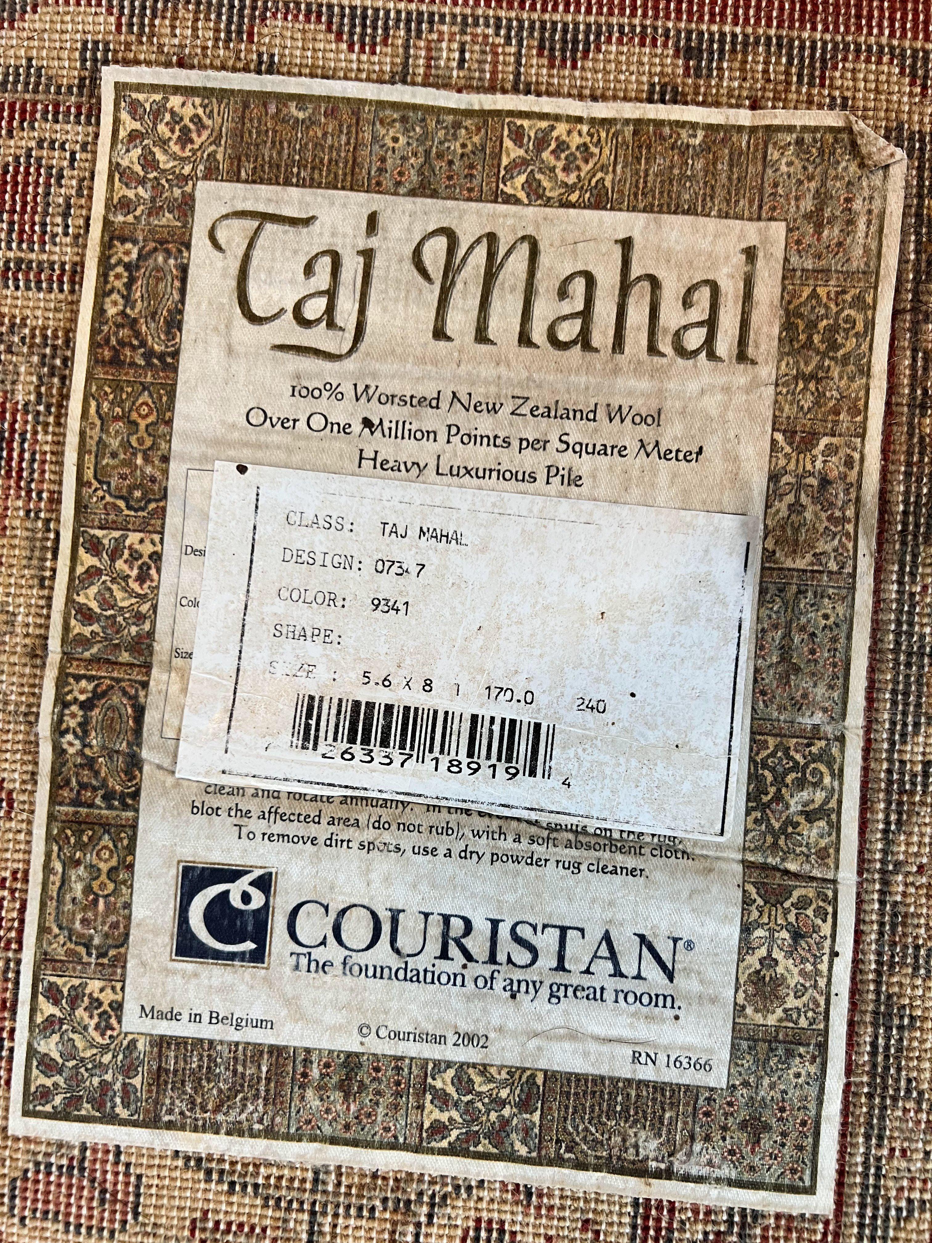 Couristan Rug 5.6 x 8, Floral Medallion, Dark Red Cream, Belgium Power Loomed Rug, Taj Mahal Rug, Vintage Oriental Wool Carpet