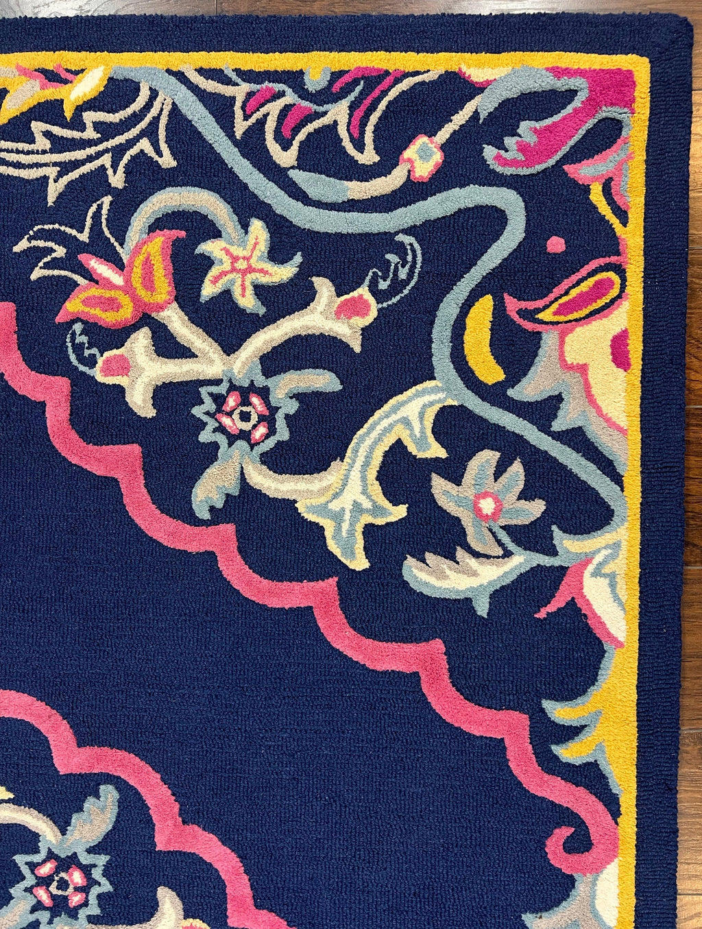 Safavieh Rug 8x10 Belagio Collection, Navy Blue Pink Yellow, Power-Loomed Wool Carpet, Floral Area Rug, Modern Rug, Room Sized 8 x 10 ft Rug