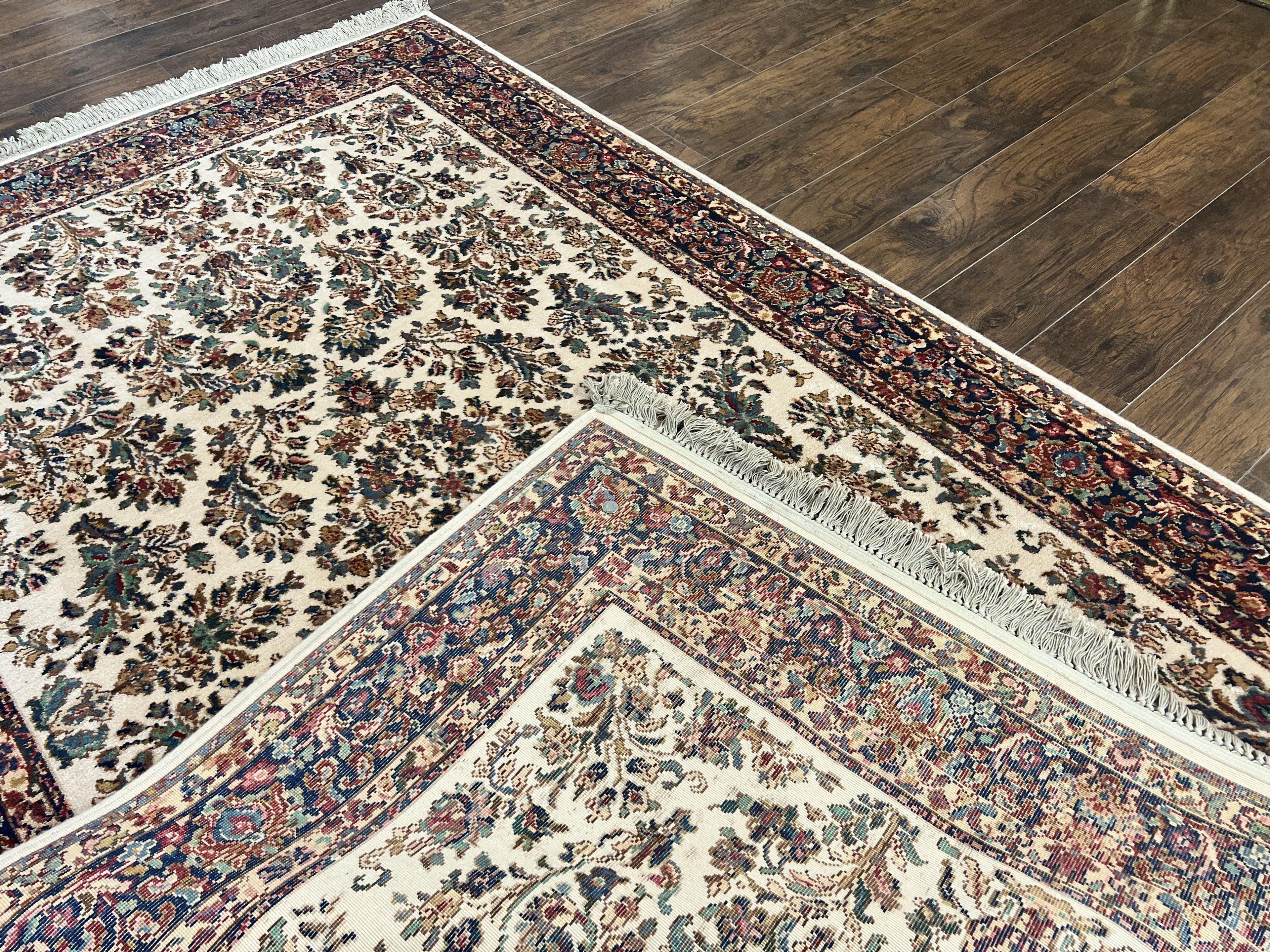 Karastan Rug 5.9 x 9, Ivory Sarouk #760, Wool Vintage Original Collection 700 Series