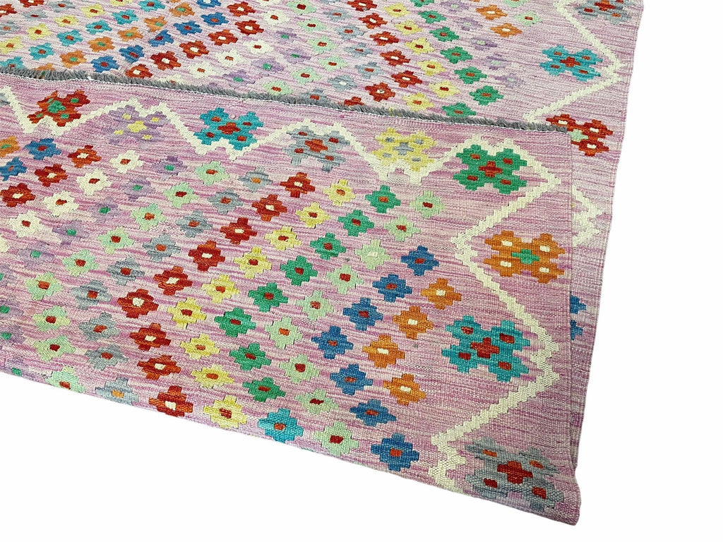 Pink Kilim Rug 6x8 Colorful Turkish Kilim Rug 6 x 8 Flat Weave Kilim Playful Kilim Multicolor Anatolian Chobi New Kilim