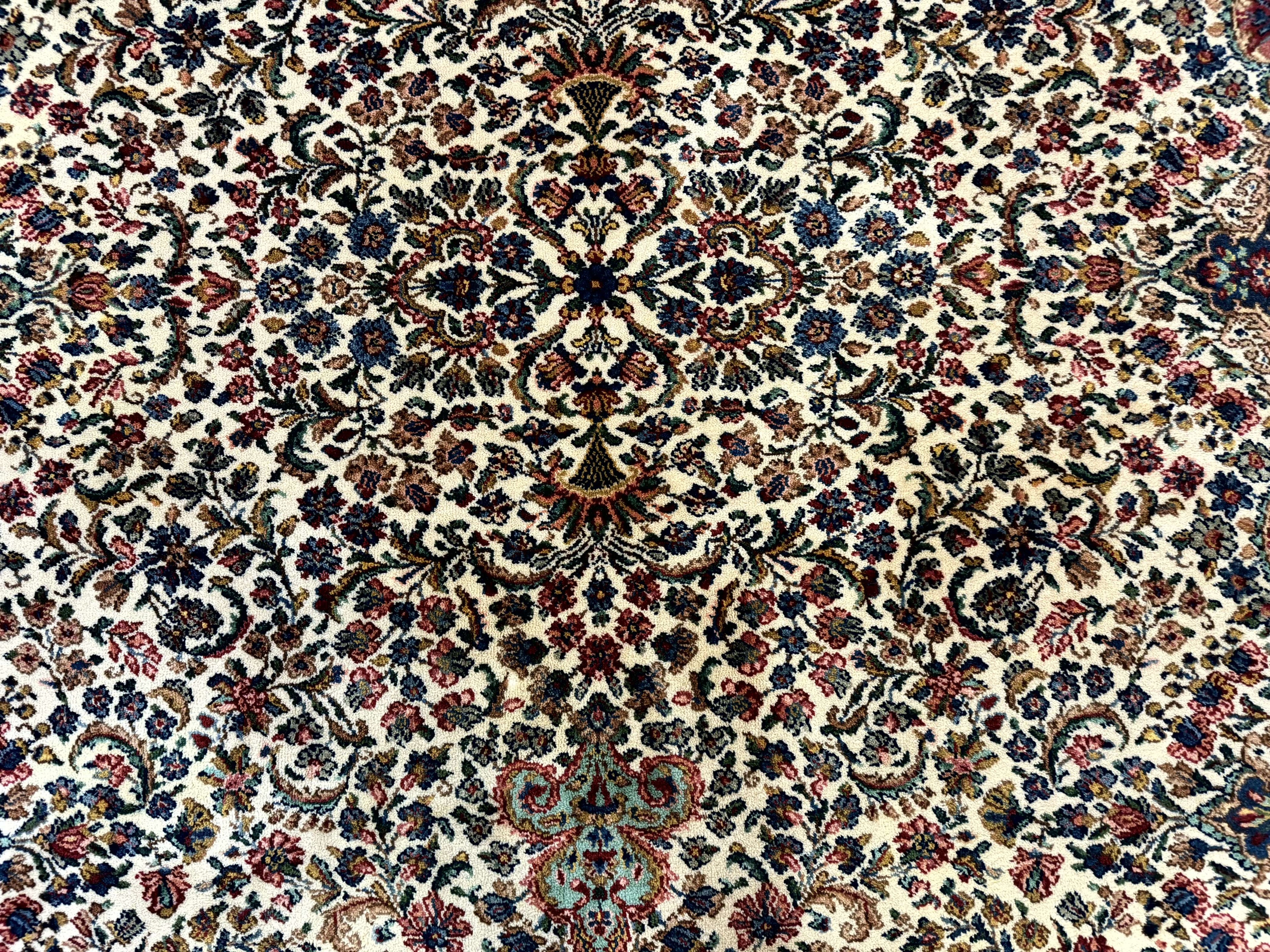 Karastan Rug #742 Floral Kirman 8.8 x 12, Wool Pile, Vintage Original Series, Rare