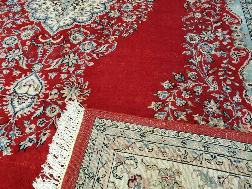 9' X 12' Vintage Handmade India Medallion Wool Rug Vegetable Dyes Nice Red