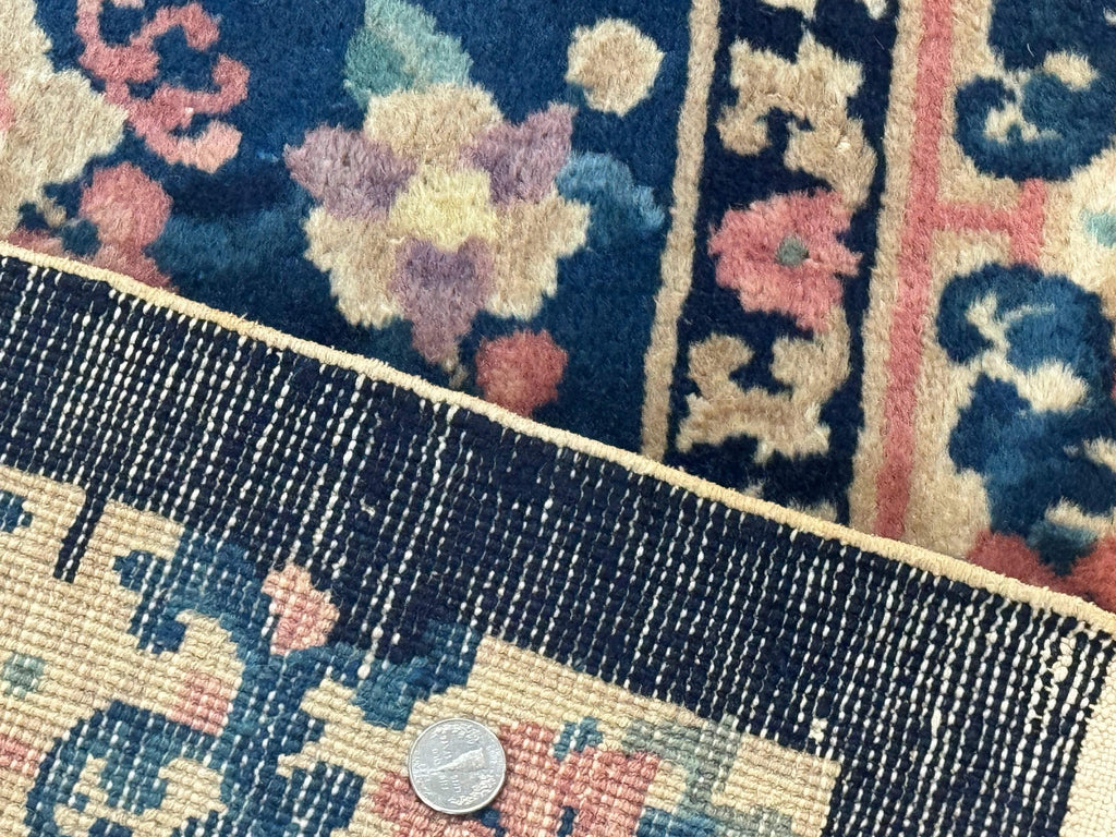 Chinese Rug 3x6, Peking Rug, Blue Chinese Wool Rug, Fete Rug