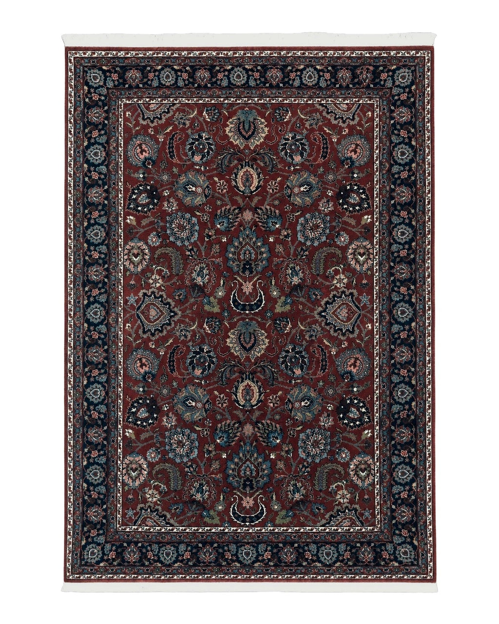Indo Persian Rug 5x7, Vintage Traditional Floral Carpet, Burgundy and Navy Blue