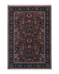 Indo Persian Rug 5x7, Vintage Traditional Floral Carpet, Burgundy and Navy Blue