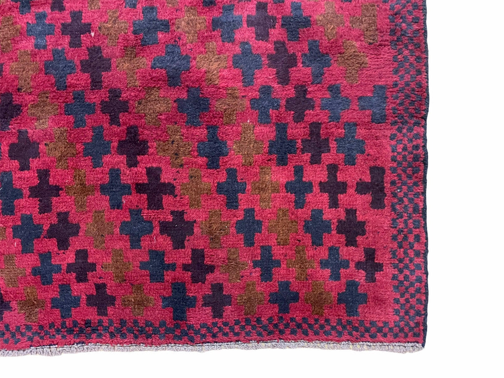 2' 10" X 4'8" Vintage Handmade Tribal Wool Rug Balouchi Rug Afghan Rug Red Beige