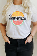 Summer Fruit Slices Watermelon Orange Graphic Tee T-Shirt