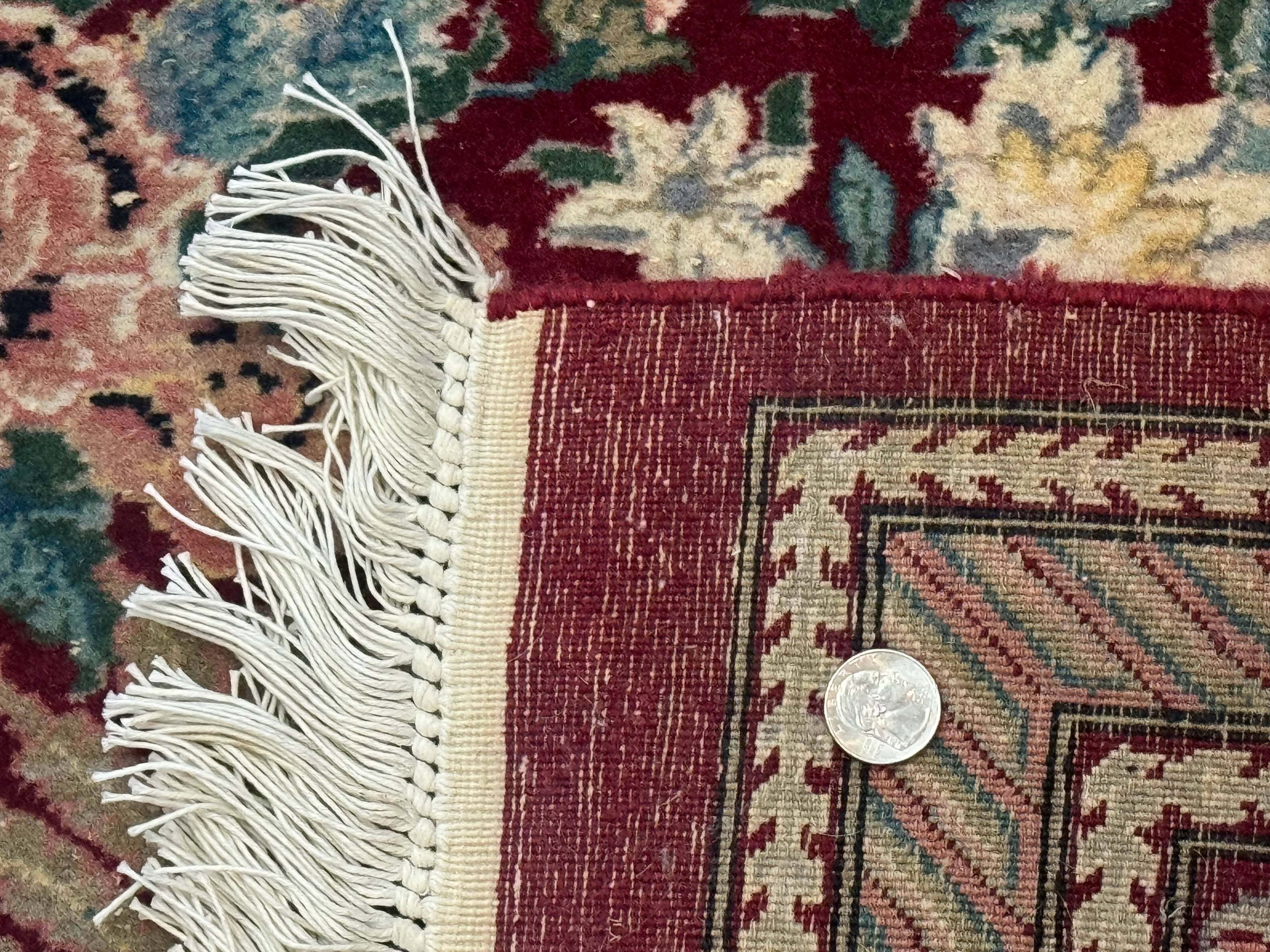 Pakistani Rug 9x12 William Morris Maroon Vintage Floral Wool