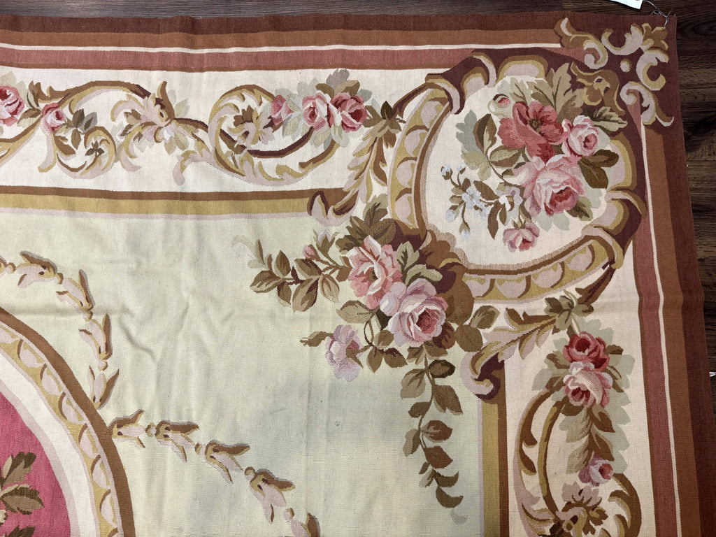 Large Aubusson Rug 10x14, European Elegant French Design, Floral Carpet