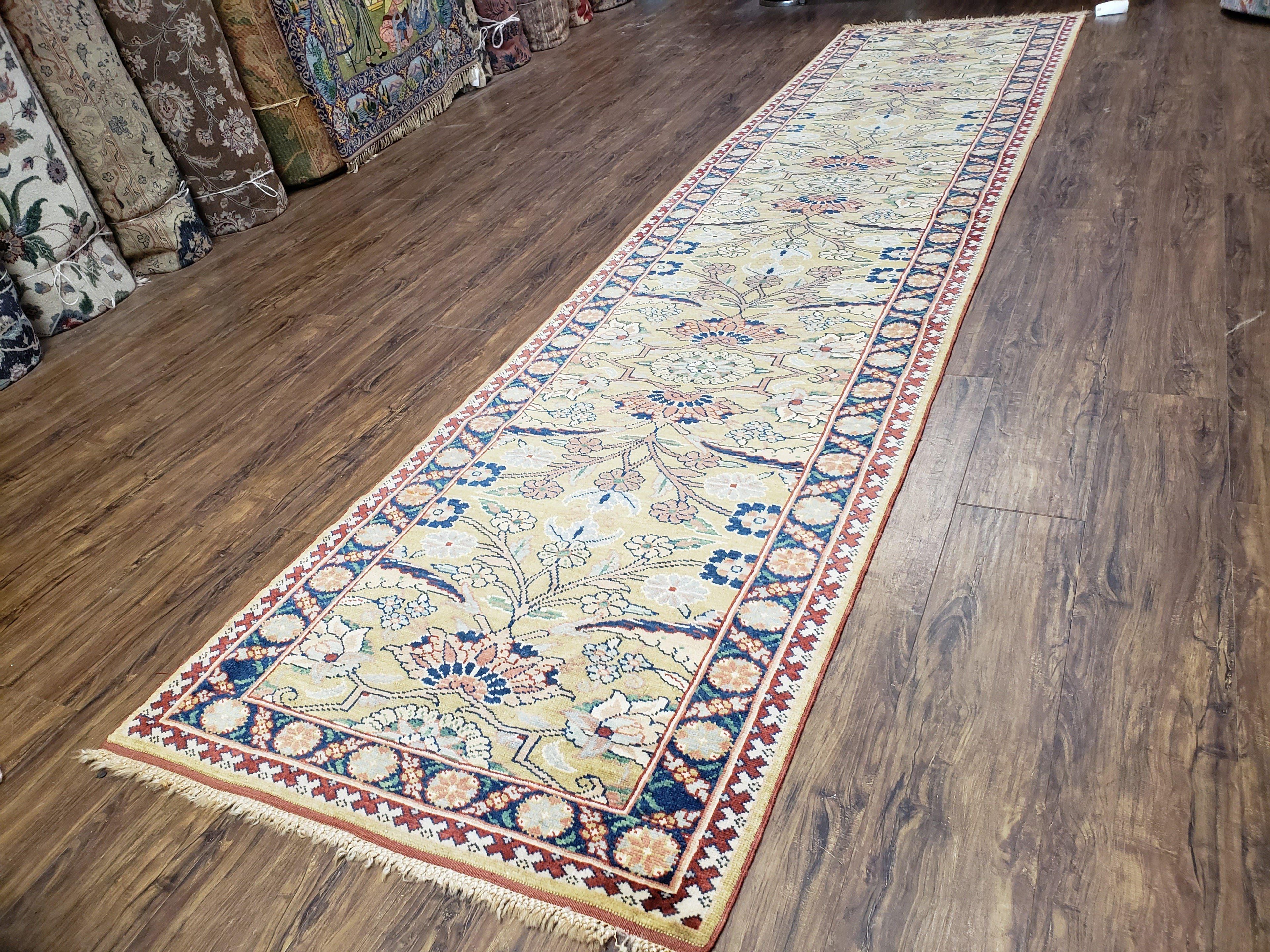 Hallway Runner Rug, Kitchen Runner, Sultanabad Hand Knotted Rug, Farmhouse Rug, 1950s Rug, Mahal Rug, Turkish Rug, Long Runner, Yellow