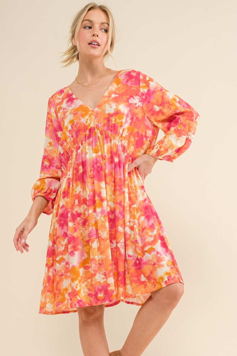 Full Size Printed Tie Back Long Sleeve Summer Dress For Women – Stylish Printed Dress, Chic Tie Back Long Sleeve Dress, Elegant Long Sleeve Dress, Fashionable Printed Dress, Versatile Long Sleeve Dress, Sophisticated Tie-Back Dress