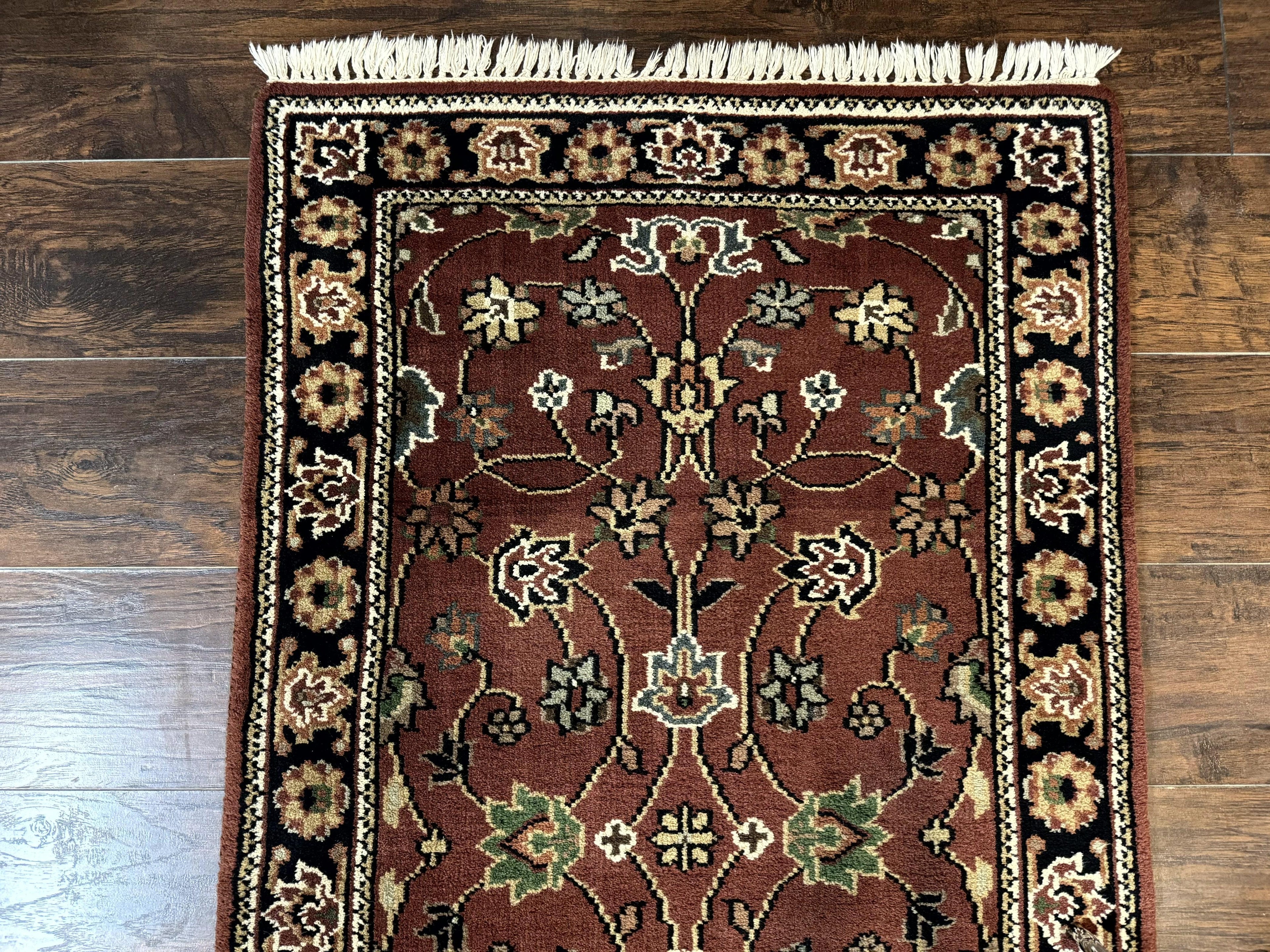 Indo Persian Sarouk Runner Rug 2.8 x 20 ft Runner for Hallway, Long Runner Rug, Handmade