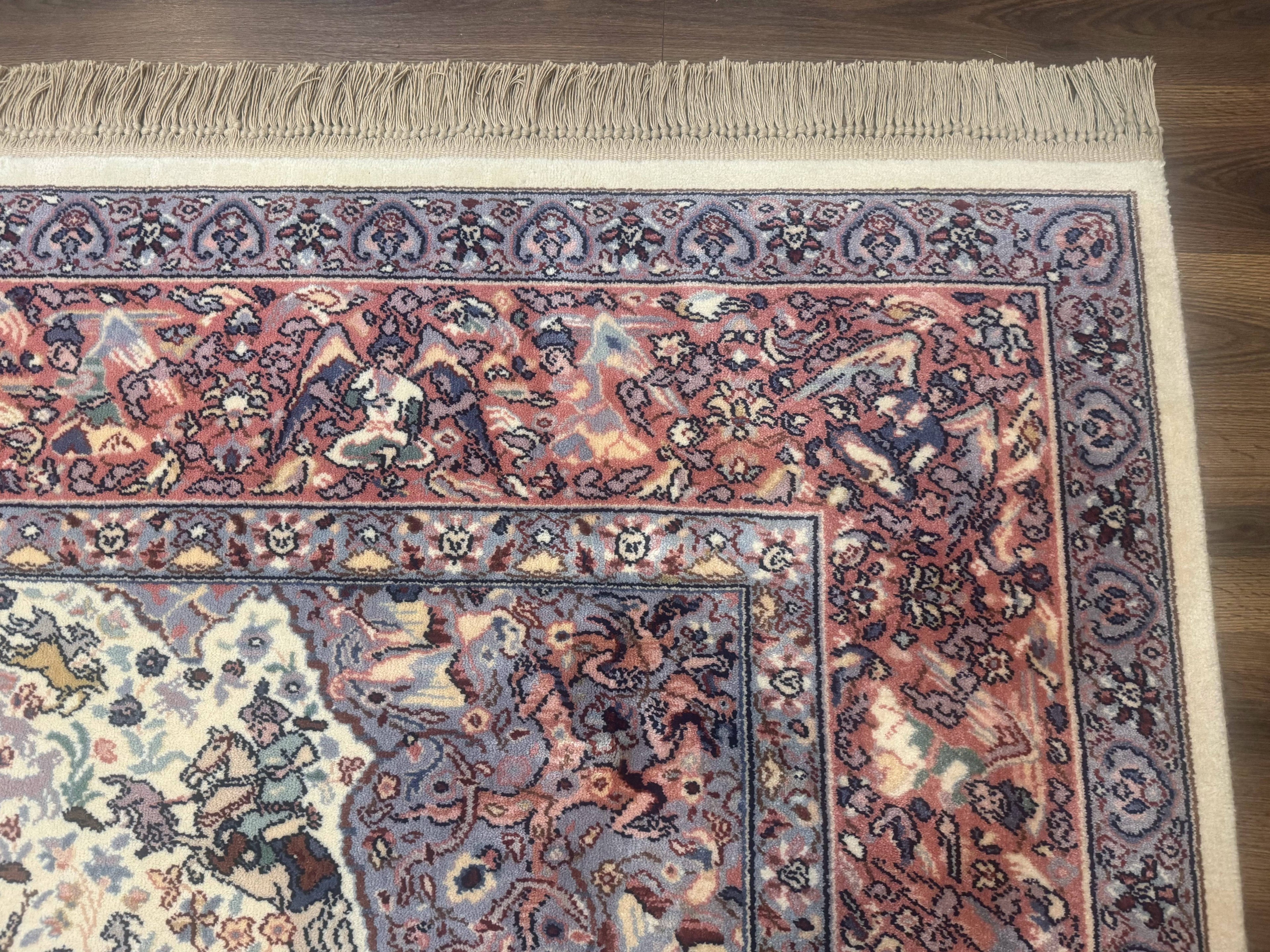8.8 x 12 Karastan Ivory Hunting Rug #751, Vintage Wool Discontinued Original 700 Series, Rare
