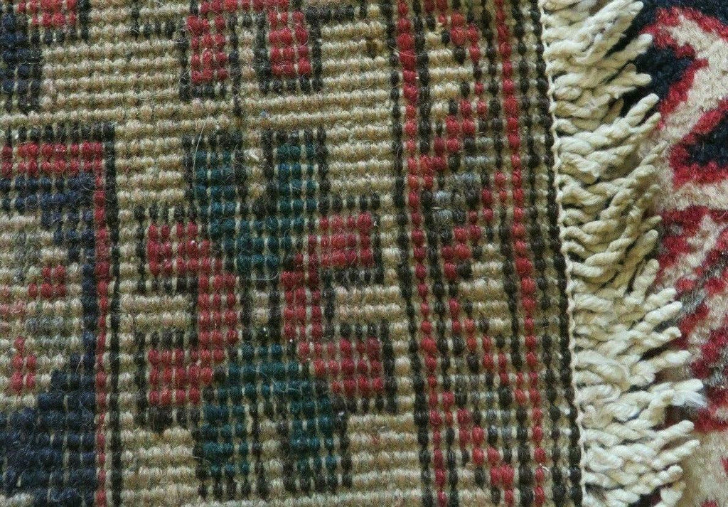 Persian Runner Rug 3.5 x 10.7, Karajeh Heriz Rug, Navy Blue, Geometric Medallions