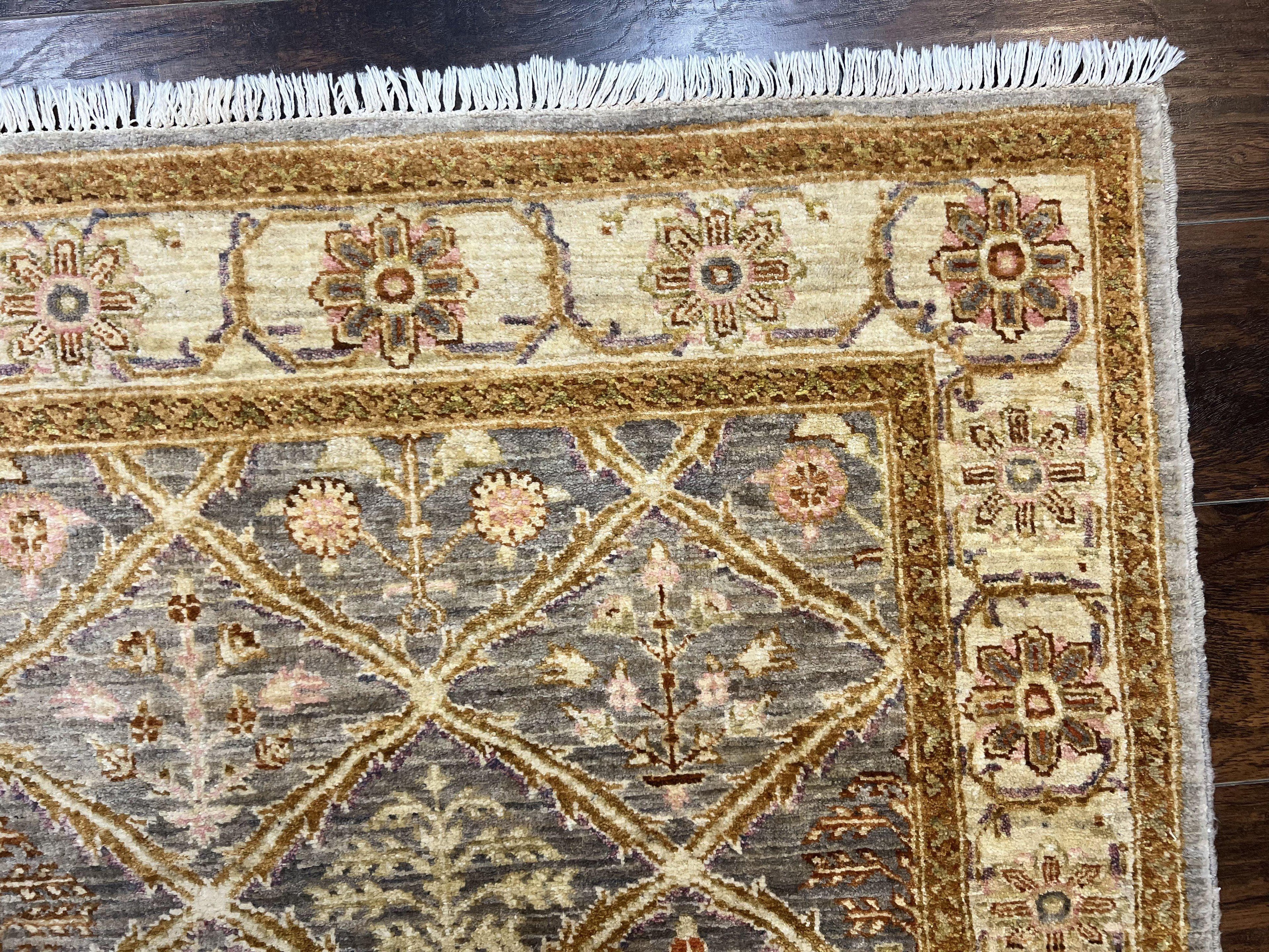 Pakistani Peshawar Rug 3.6 x 5, Safavieh Wool Handmade Hand Knotted Vintage Rug, Panel Design Oriental Carpet, Pair C