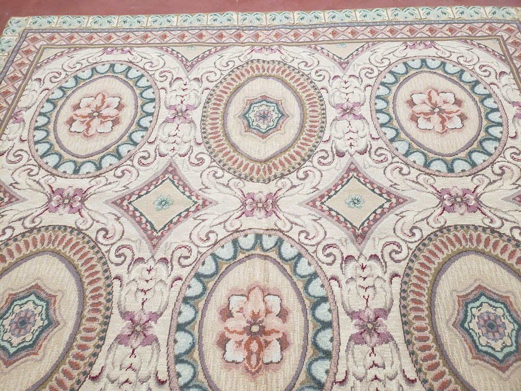 New Needlepoint Rug, 6x9 Needlepoint Carpet, Flatweave Rug, Vicotorian French European English Decor, Elegant Rug for Living Room, Handmade