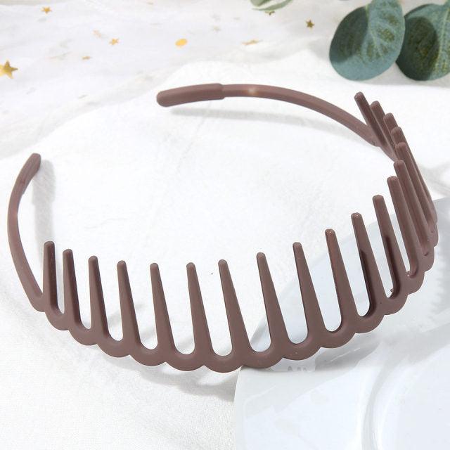 Fashion Simple Headdress Solid Color Resin Hair Comb Hairbands Headband Hair Hoop Bezel With Teeth Gorgeous Hair Accessories For Women