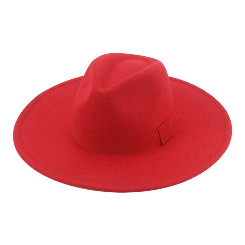 Fashionable Fedora Hats Women Wide Brim Dress Caps  Women's Fedora Hats Elegant Wide Brim Fedora Hat  Wedding Men Hat Warm Retro Style Belt 56-58cm