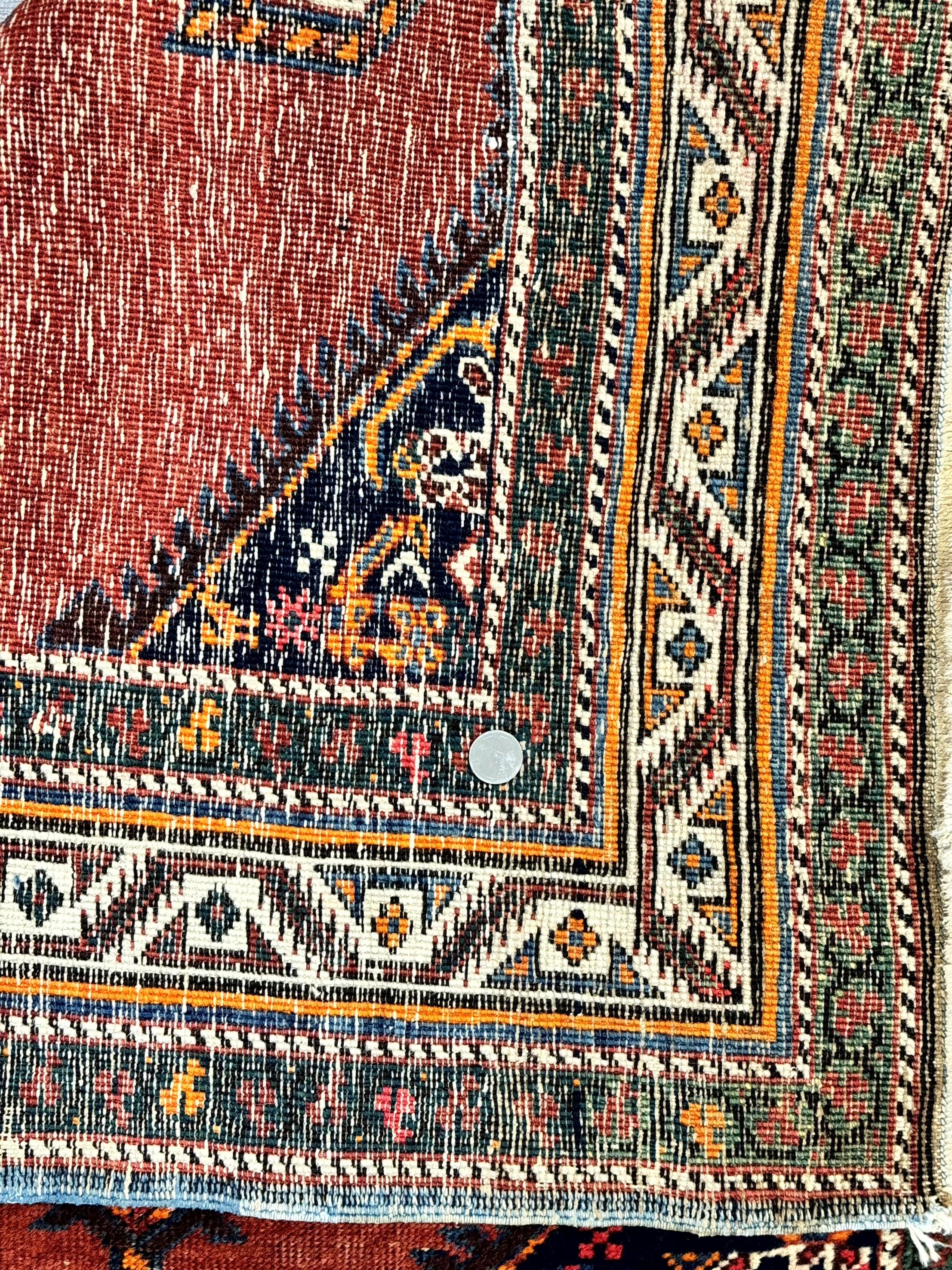 Antique Persian Sarab Runner Rug 3.9 x 12, Red, Handmade, Tribal Runner, Wool, Signed