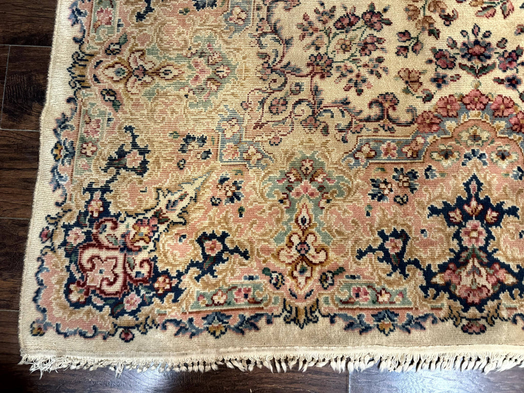 Antique Karastan Rug 8.8 x 12 Lanamar Floral Ivory Kirman Wool Discontinued