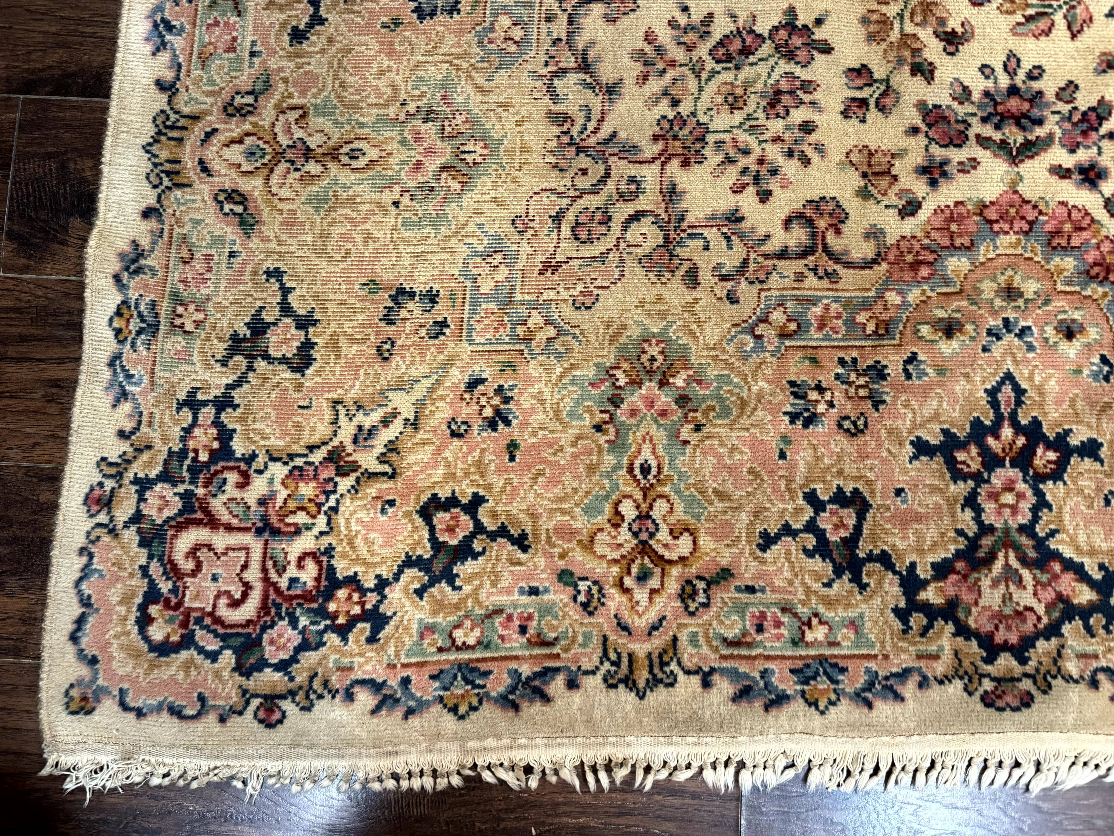 Antique Karastan Rug 8.8 x 12 Lanamar Floral Ivory Kirman Wool Discontinued