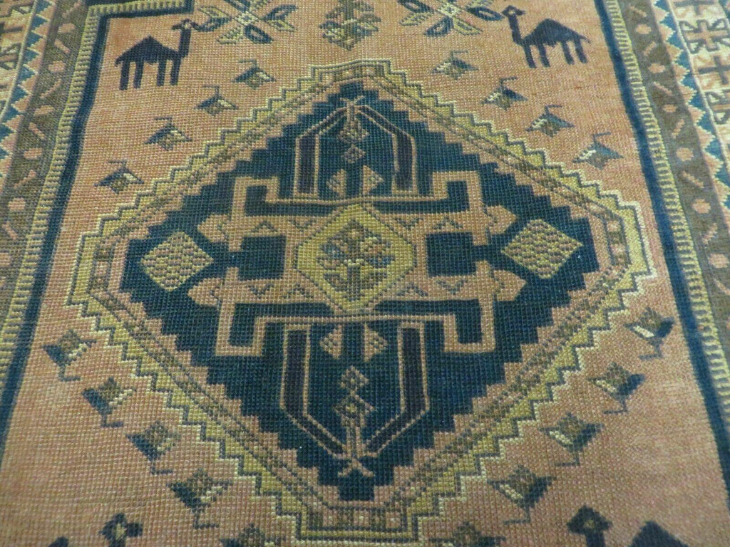 4' X 6' Antique Handmade Turkish Anatolian Wool Rug Camel Vegetable Dyes