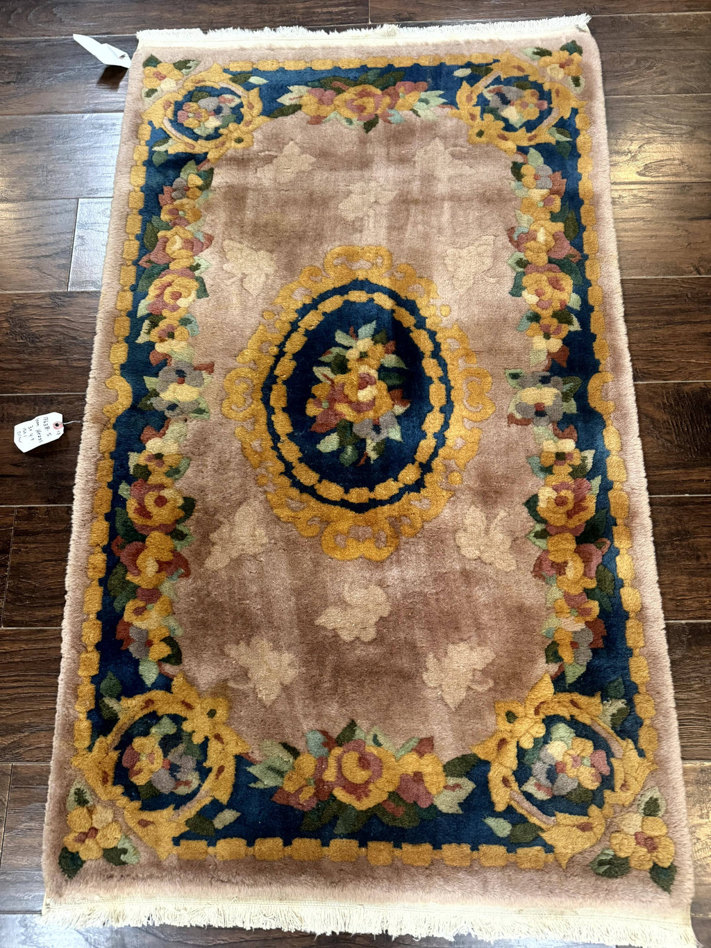 Chinese Wool Rug 3x5, Vintage 90 Line Carpet, Small Art Deco Rug