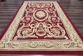 Burgundy Aubusson Rug 6x9, Vintage Wool Carpet