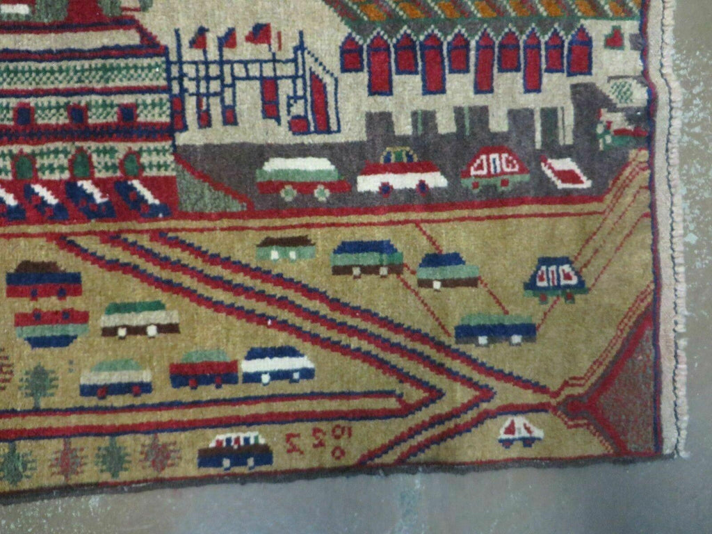 3' X 5' New Vintage Handmade Afghan Balouch Tribal Wool Pictorial Rug # 302