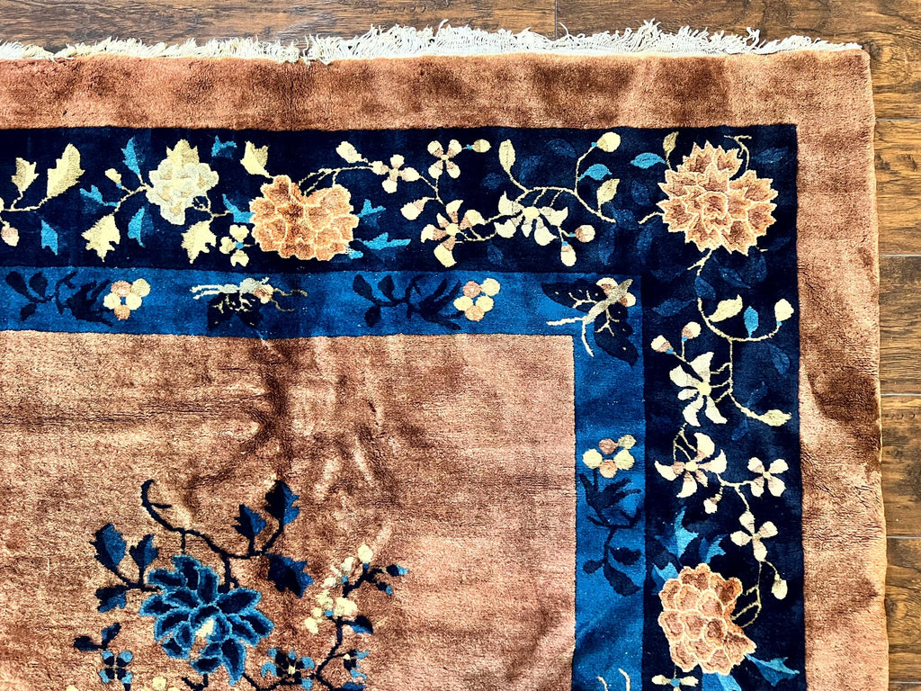 Antique Chinese Wool Rug 9x12, Large Peking Carpet, Handmade, Nichols Rug