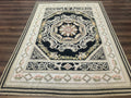 Aubusson Rug 6x8, European Design, Lion Pictorials, Black