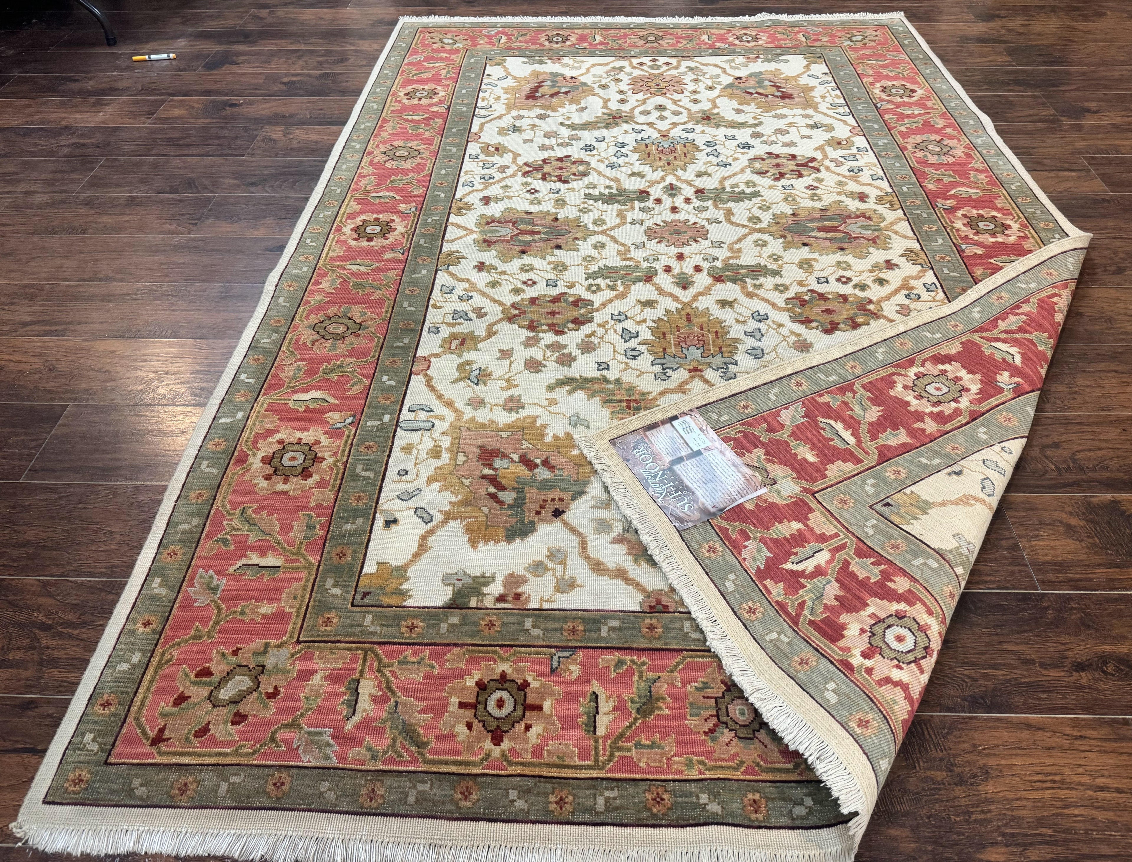 Flatweave Soumak Rug 6x9, Nourison Rug, Wool Handmade, Floral, Ivory